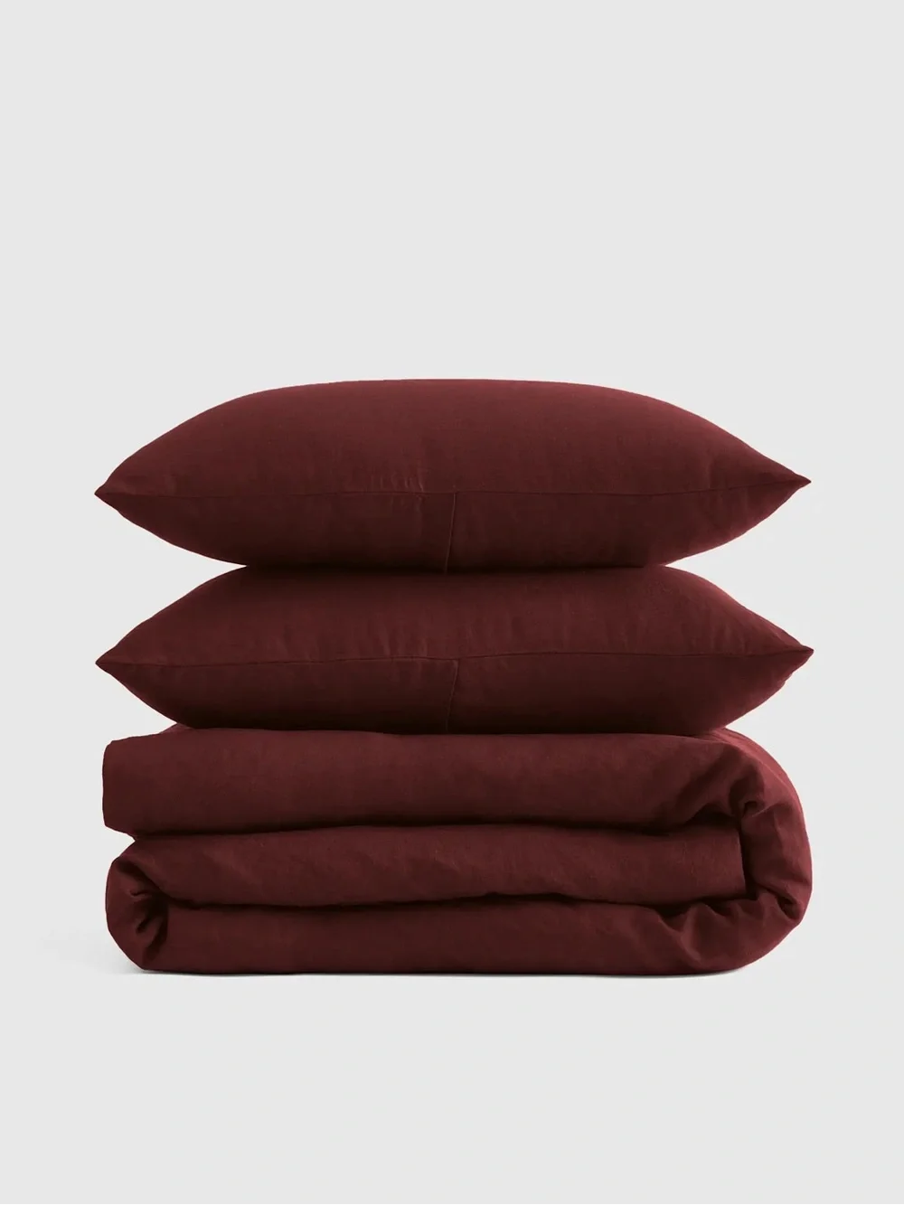 Quince European Linen Duvet Cover Set Full/Queen Burgundy